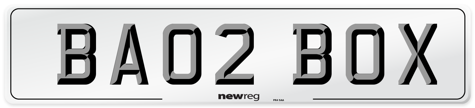 BA02 BOX Number Plate from New Reg
